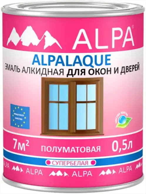 Alpa Alpalaque эмаль алкидная для окон и дверей супербелая (500 мл) супербелая