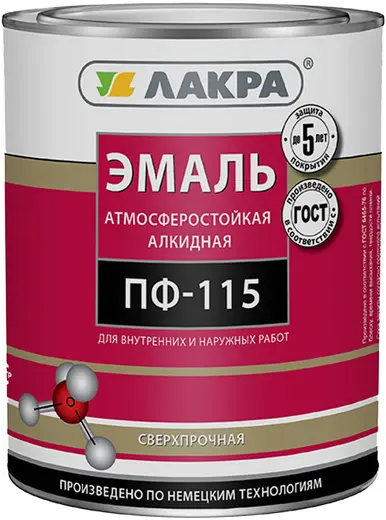 Лакра ПФ-115 эмаль атмосферостойкая алкидная сверхпрочная (2.8 кг) красная глянцевая (Россия)
