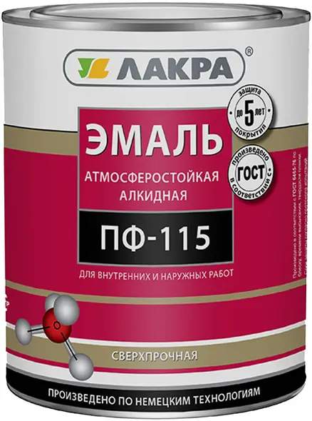 Лакра ПФ-115 эмаль атмосферостойкая алкидная сверхпрочная (2.8 кг) черная