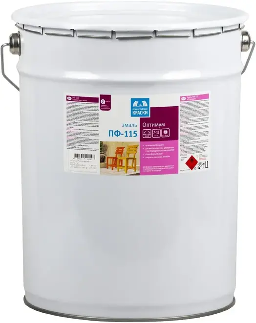 Ленинградские Краски ПФ-115 Оптимум эмаль на алкидной основе (20 кг) черная глянцевая
