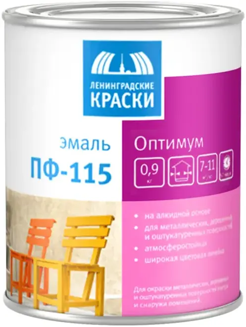 Ленинградские Краски ПФ-115 Оптимум эмаль на алкидной основе (20 кг) белая глянцевая