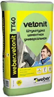 Вебер Ветонит TT40 штукатурка цементная влагостойкая универсальная (25 кг)