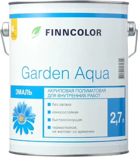 Финнколор Garden Aqua эмаль акриловая полуматовая для внутренних работ (2.7 л) белая