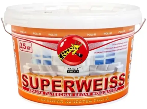 Поли-Р Superweiss краска для стен и потолков влагостойкая (3.5 кг) супербелая