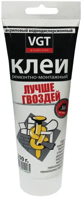 ВГТ Лучше Гвоздей клей акриловый ремонтно-монтажный прозрачный (250 г) молочно-белый