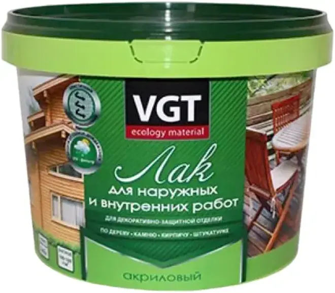 ВГТ лак акриловый для наружных и внутренних работ (900 г) глянцевый