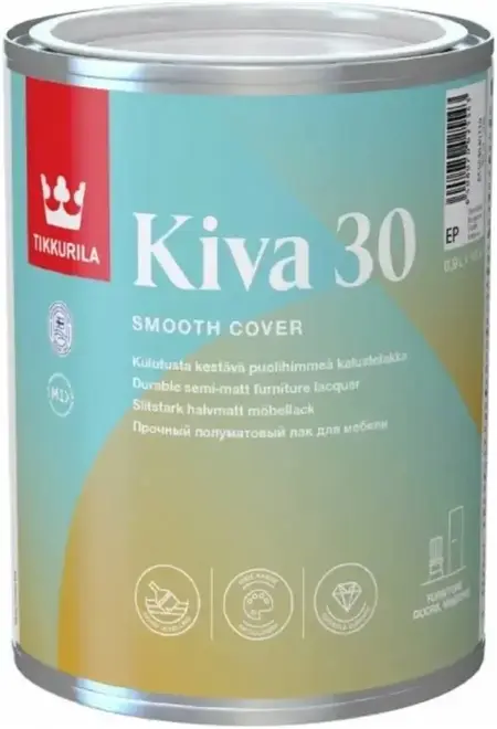 Тиккурила Tikkivala Kiva 30 универсальный лак для мебели полуматовый (2.7 л) полуматовый