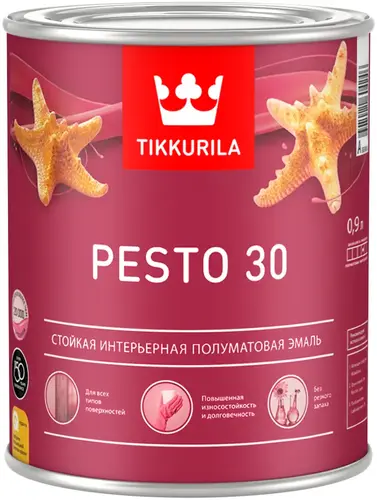 Тиккурила Pesto 30 стойкая интерьерная полуматовая эмаль (900 мл) белая