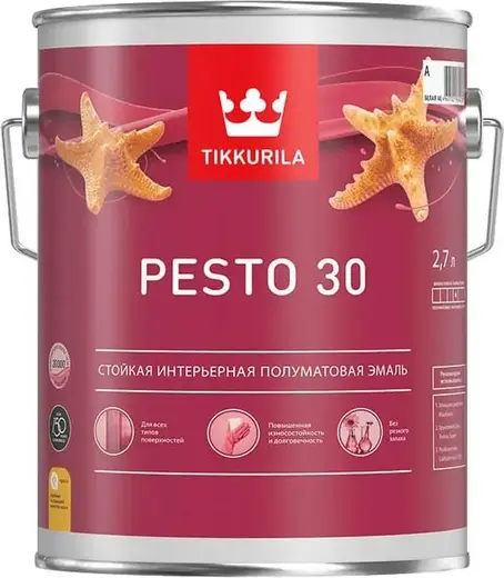 Тиккурила Pesto 30 стойкая интерьерная полуматовая эмаль (2.7 л) белая