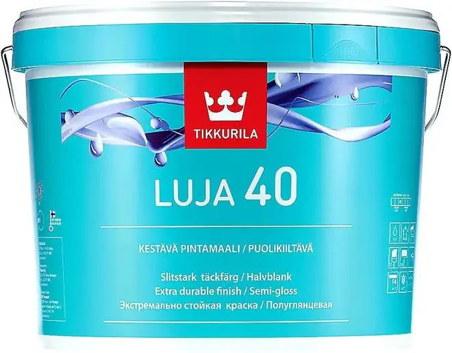 Тиккурила Luja 40 противогрибковая полуглянцевая интерьерная краска (9 л) бесцветная