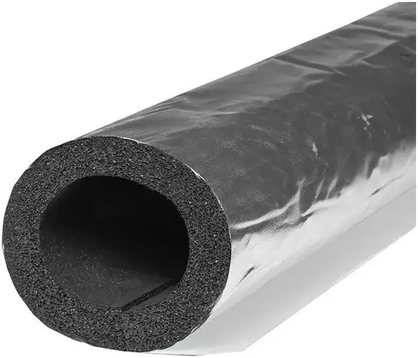 K-Flex Eco Black экологически чистая техническая теплоизоляция (трубка d89/19 мм 1 м) стеклоткань c фольгой (IC Clad SR) серебристая