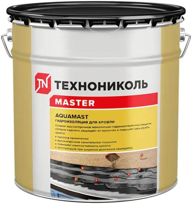 Технониколь Master Aquamast Гидроизоляция для Кровли мастика битумно-резиновая холодная (18 кг)