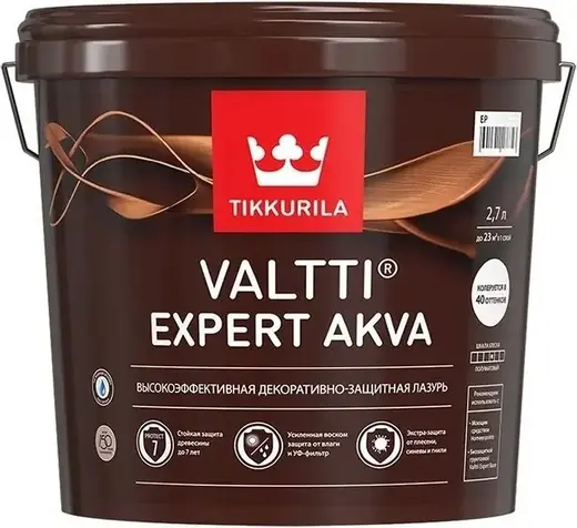 Тиккурила Valtti Expert Akva высокоэффективная декоративно-защитная лазурь (2.7 л база C) бесцветная