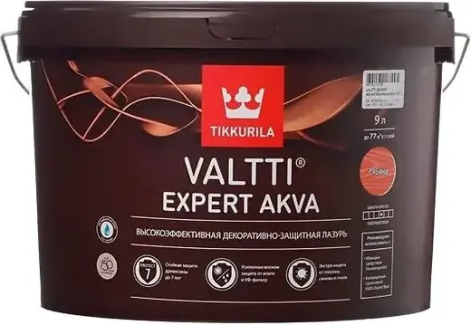 Тиккурила Valtti Expert Akva высокоэффективная декоративно-защитная лазурь (9 л ) рябина