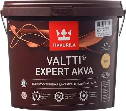 Тиккурила Valtti Expert Akva высокоэффективная декоративно-защитная лазурь (2.7 л ) сосна
