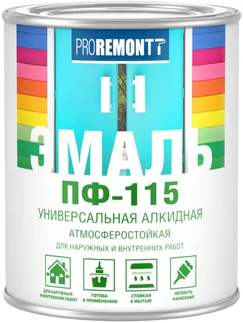 Proremontt ПФ-115 эмаль универсальная алкидная атмосферостойкая (900 г) белая глянцевая