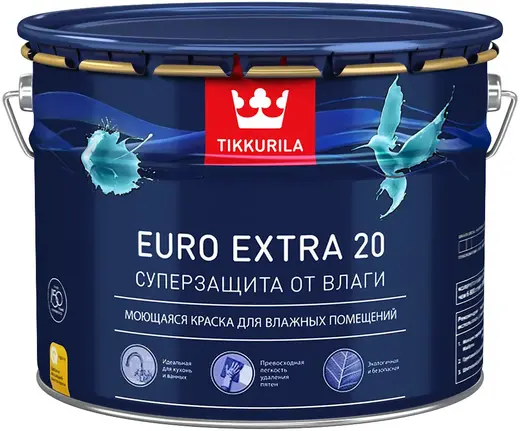 Тиккурила Euro Extra 20 Суперзащита от Влаги моющаяся краска для влажных помещений (9 л) белая