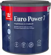 Тиккурила Euro Power 7 Надежная и Стойкая моющаяся краска для стен и потолка (2.7 л) белая