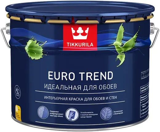 Тиккурила Euro Trend Идеальная для Обоев интерьерная краска для обоев и стен (9 л) белая