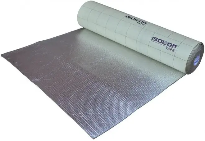 Изолон Isolontape 500 самоклеящийся физически сшитый пенополиэтилен (рулон) №3002 (1*30 м/2 мм 33 кг/1 м3) серый LA (фольга алюм.)/VB