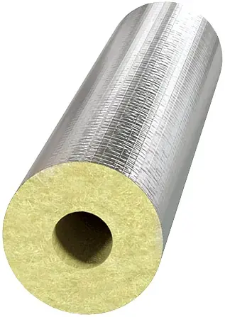Технониколь Техно 120 цилиндр теплоизоляционный из минеральной ваты (d108/100 мм) фольга алюм. (ФА) 105-135 кг/м3 серебряный 2 сегмента