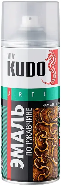 Kudo Arte Hammered Finish эмаль по ржавчине молотковая (520 мл) серебристо-черная молотковая