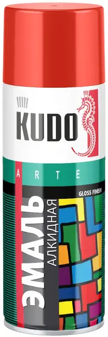 Kudo Arte Gloss Finish 3P Technology эмаль алкидная универсальная (520 мл) красная RAL 3020 глянцевая