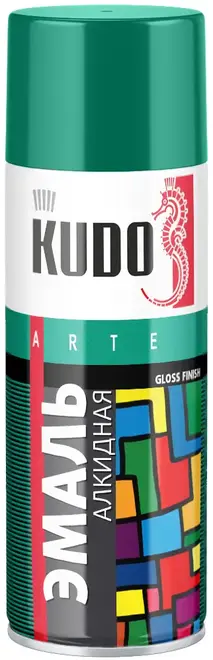 Kudo Arte Gloss Finish 3P Technology эмаль алкидная универсальная (520 мл) темно-зеленая RAL 6016 глянцевая