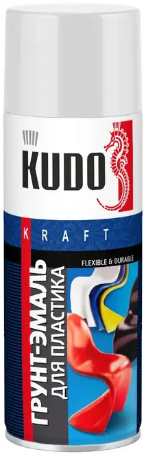Kudo Kraft Flexible & Durable грунт-эмаль для пластика (520 мл) белая RAL 9003