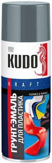 Kudo Kraft Flexible & Durable грунт-эмаль для пластика (520 мл) серая