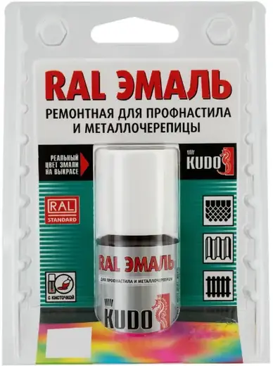 Kudo RAL эмаль ремонтная для профнастила и металлочерепицы (15 мл) серо-коричневая