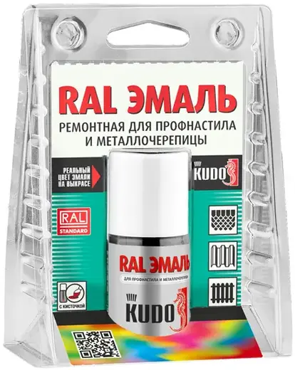 Kudo RAL эмаль ремонтная для профнастила и металлочерепицы (15 мл) угольно-черный
