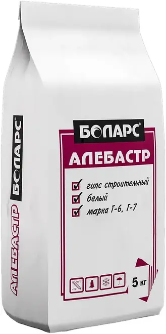 Боларс Г-7 алебастр гипс строительный белый (5 кг)