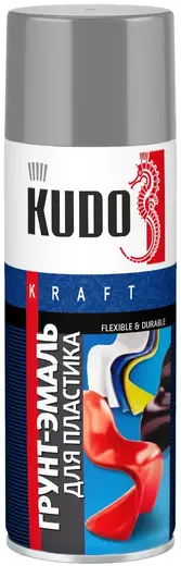 Kudo Kraft Flexible & Durable грунт-эмаль для пластика (520 мл) серебристая