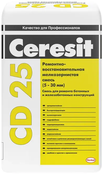 Ceresit CD 25 мелкозернистая ремонтно-восстановительная смесь для бетона (25 кг)