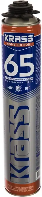 Krass Home Edition 65 монтажная пена с увеличенным выходом (840 мл) всесезонная