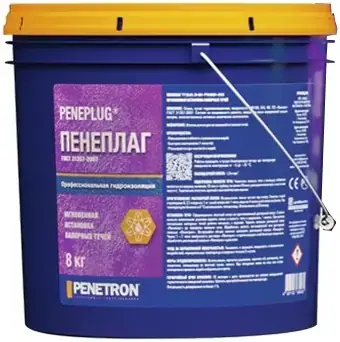 Пенетрон Peneplug ликвидация напорных течей сухая смесь (8 кг)