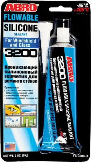 Abro 3200 Flowable Silicone Sealant проникающий силиконовый герметик для ремонта стекол (85 г)