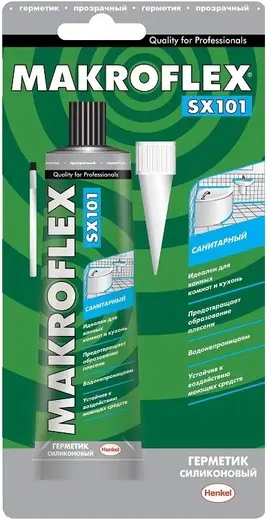 Макрофлекс SX101 силиконовый герметик санитарный сантехнический (85 мл) белый 300 мл/1.5-20 п.м