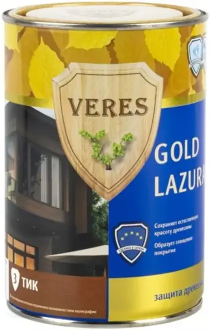 Veres Gold Lazura защита древесины (900 мл) тик №3