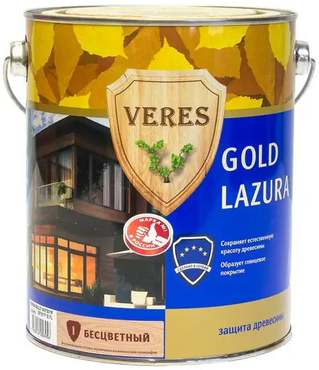 Veres Gold Lazura защита древесины (2.7 л) №1