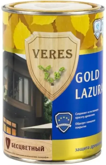 Veres Gold Lazura защита древесины (900 мл) бесцветная №1