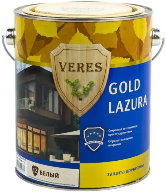 Veres Gold Lazura защита древесины (2.7 л) белая №12 Россия