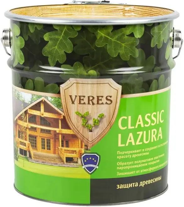 Veres Classic Lazura декоративно-защитная лессирующая пропитка для древесины (9 л) тик №3