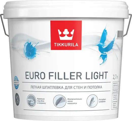 Тиккурила Euro Filler Light легкая шпатлевка для стен и потолка (2.7 л)