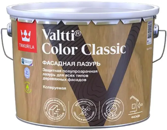 Тиккурила Tikkivala Valtti Color полупрозрачная лазурь для деревянных фасадов (9 л)