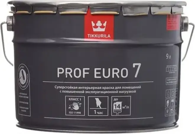 Тиккурила Tikkivala Prof Euro 7 суперстойкая моющаяся интерьерная краска (18 л) бесцветная