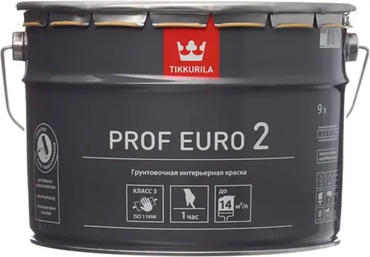 Тиккурила Prof Euro 2 высокоукрывистая интерьерная краска для стен и потолков (9 л) белая