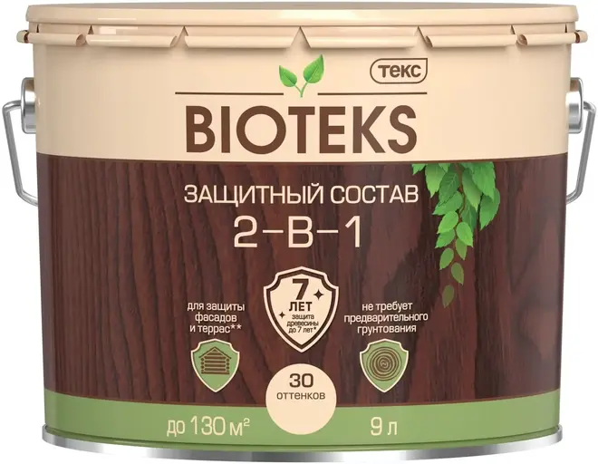 Текс Bioteks 2-в-1 защитный лессирующий состав (9 л) бесцветный