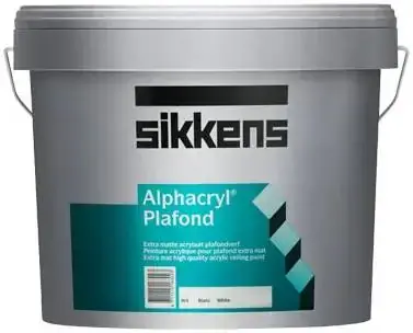 Sikkens Wood Coatings Alphacryl Plafond глубокоматовая акриловая краска для стен и потолков (5 л) белая база W05